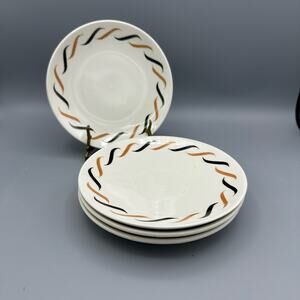 Royal Brown and Gold Swirl Bread & Butter plate and 3 Saucers Made in the USA